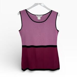 Exclusively Misook tank top women's M shell knit colorblock scoop mauve pink